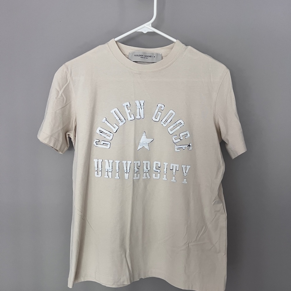 Golden Goose Tan Short Sleeve Tee Casual Cotton
